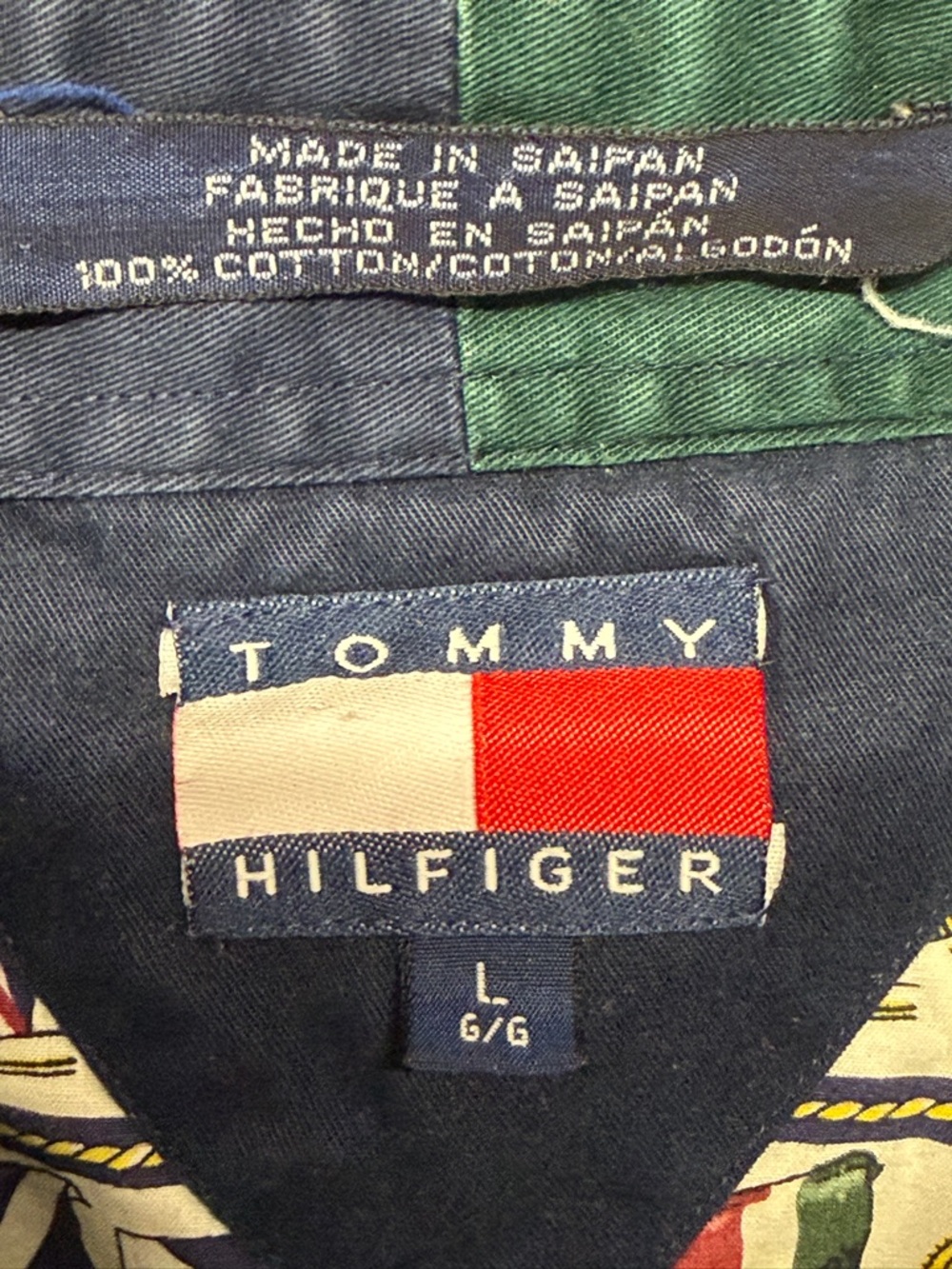 Vintage Tommy Hilfiger White Button-Down w/ Flags of the World - Picture 4 of 8